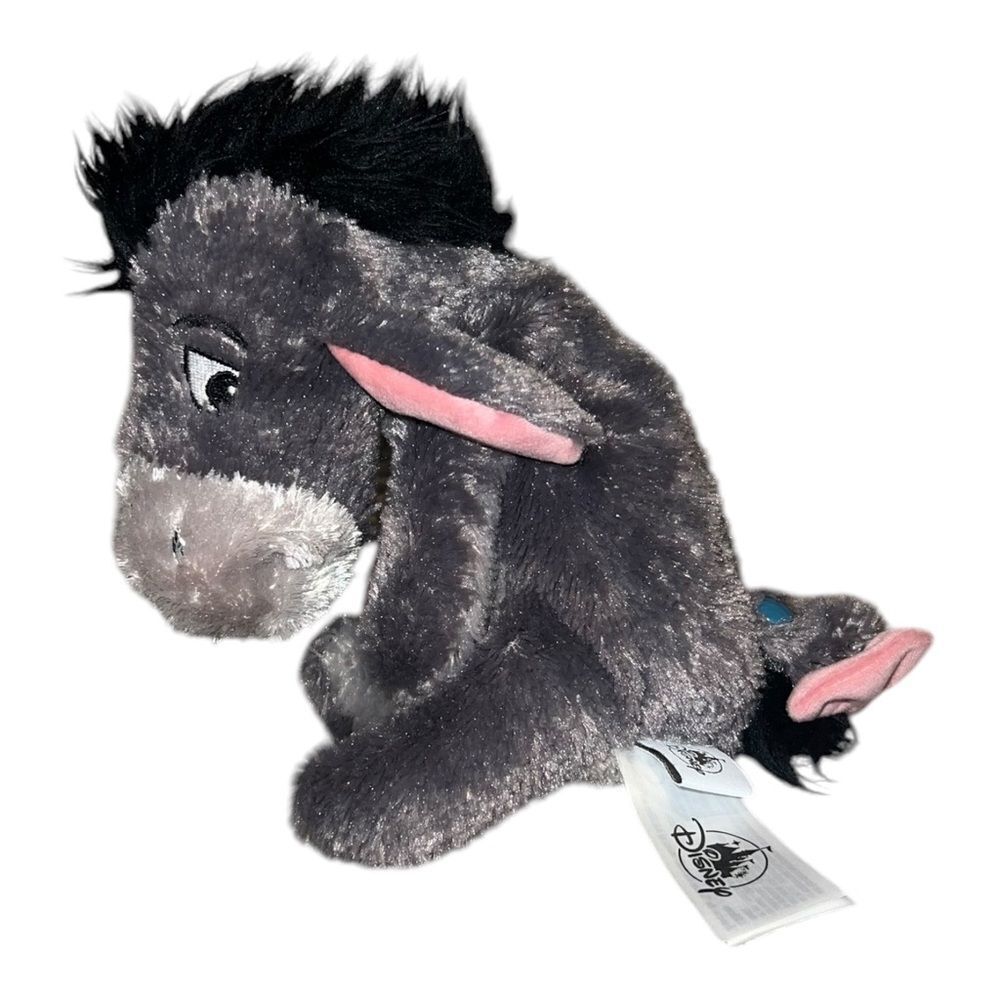 Disney World Parks Eeyore Plush Toy 8" Removeable Tail Gray EUC